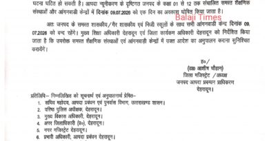 भारी बारिश के दृष्टिगत कल आंगनबाड़ी सहित कक्षा 1 से 12 तक विद्यालयों में रहेगा अवकाश